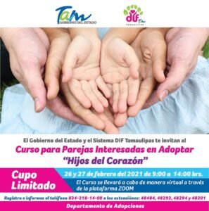 DIF-006-2021.-Invita DIF Tamaulipas a curso virtual “Hijos del Corazón” para parejas que desean adoptar