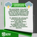 Tampico Alto activa vigilancia por posible desarrollo ciclónico en el Golfo